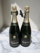 Two 750 ml bottles of Lanson Champagne (both with retail security tags)