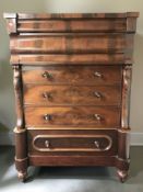 A Victorian mahogany six drawer Scotch chest, 123 cm x 56 cm x 170 cm.