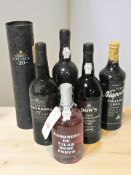 Six various bottles of port including Dow's, Fonseca, Warre's, etc.