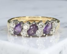 A 9ct yellow gold amethyst dress ring, size N/O. CONDITION REPORT: 2.1g.