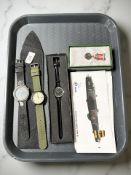 A group of military style watches, one signed 'Lenqin', Eaglemoss collection Russian tank watch,