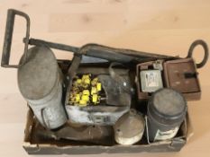 ** Lot withdrawn ** A group of metal canteens, a wattmeter, axe head, sprayer pump, etc.