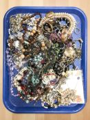 A collection of costume bead necklaces, simulated pearls, etc.