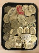 A large quantity of cast brass plaques relating to steam and transport.