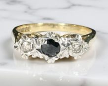 A 9ct yellow gold sapphire dress ring, size N. CONDITION REPORT: 2.3g.