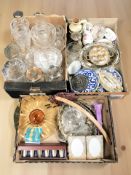 Assorted EPNS wares, pressed glass and crystal items, Kilner storage jars, photo frames, etc.