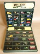 Two Days Gone display shelves containing die cast delivery vans.