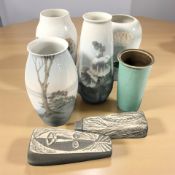 Four Royal Copenhagen / Bing & Grondahl porcelain vases, tallest 27 cm,