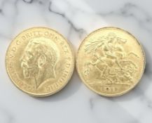 A George V gold half sovereign, 1912.