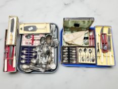 A large group of silver plated cutlery, most parts boxed.
