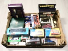 A collection of boxed die cast delivery vans, trams and aircraft including Corgi, Oxford,
