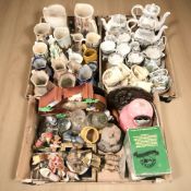 A collection of pottery jugs, Myott tea wares, figurines, etc.