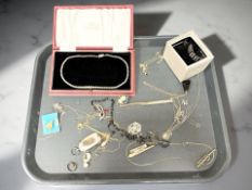 A group of costume jewellery, gold plated chains,