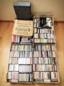 A Crowncorder solid state tape recorder in original box, a large quantity of cassette tapes, etc.