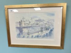 After Roy Francis Kirton : Millennium Bridge, limited edition colour print, signed in pencil,