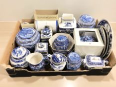 A collection of Ringtons blue and white ceramics, chintz tea wares, cathedral caddies, etc.