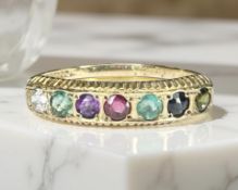 A 9ct yellow gold 'Dearest' ring, size P/Q. CONDITION REPORT: 1.