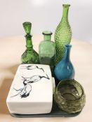 A Bing & Grondahl P Neugaard rectangular porcelain vase decorated with birds, height 20.