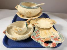 A group of Clarice Cliff for Royal Staffordshire and Newport ceramics including a soup tureen,