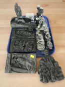 A group of Robert Olley mining plaques and figures.