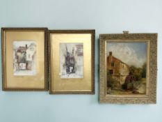 Thomas Henry : Study of a water mill, oil on board, 30 cm x 23 cm,