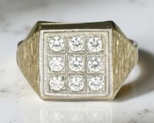 A 9ct yellow gold synthetic stone ring, size S. CONDITION REPORT: 3.3g.