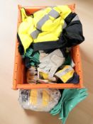 A quantity of high visibility work clothing, gloves, etc.