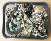 A collection of costume bead necklaces, simulated pearls, etc.