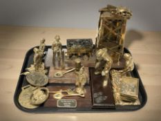 A group of cast brass mining ornaments, plaques, etc.