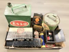 A metal fuel can with later Esso painted decoration,