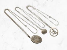 Three Sterling silver necklaces with pendants CONDITION REPORT: 26.