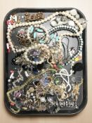 A collection of costume bead necklaces, simulated pearls, etc.