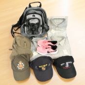 Three unworn gent's Gorini checkered shirts, together with other clothing including various hats,