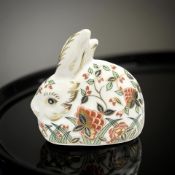 A Royal Crown Derby Meadow Rabbit paperweight, gold stopper, boxed.