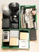 A collection of radios, micro hi-fi's, etc.