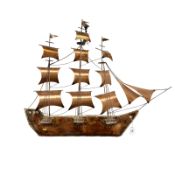 20th century school : a copper and wire wall ornament modelled as a three-masted sailing ship,