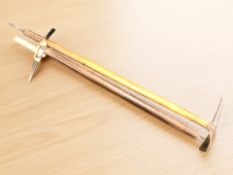 Two vintage ice picks, longest 104 cm.