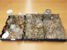 A large quantity of 20th century glass wares including drinking glasses, vases, decanter, etc.