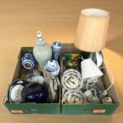 Assorted ceramics, Chinese blue and white ginger jar, lamp bases, etc.