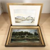 20th Century School : Seaton Sluice, watercolour, 26 cm x 34 cm, indistinctly signed lower right,