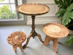Two Anglo-Indian carved hardwood and bone inlaid occasional tables,