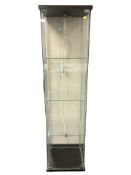 A glazed display cabinet with shelved interior, width 43 cm.