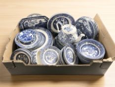 A quantity of English ironstone blue and white dinner wares.