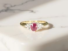 A 9ct gold ruby and diamond ring, size N CONDITION REPORT: 2.