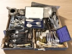 A large quantity of EPNS and stainless steel cutlery, tea service, etc.