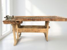 An early 20th century workbench, length 210 cm. CONDITION REPORT: Historic woodworm.