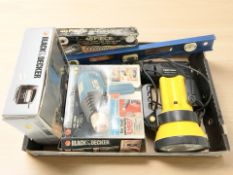 A group of power tools and hand tools, Black & Decker, etc.