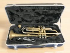 A Zenith brass trumpet, in fitted case.