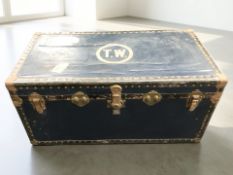 An early 20th century metal bound trunk, width 103 cm.