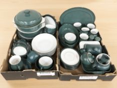 A large quantity of Denby turquoise glazed pottery tablewares.